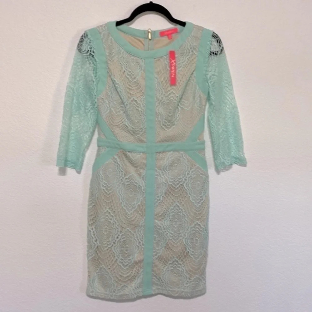 Xtaren NWT Mint Green Lace Overlay Dress Size M